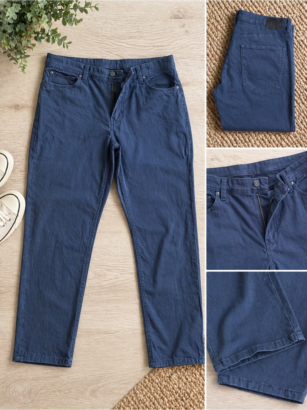 Men’s Slim Fit Blue Chinos – Modern Tapered Fit – Clean Condition